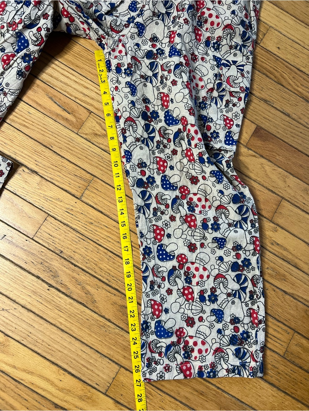 Ragstock mushroom Women’s cargo Wide leg pants Size X-Large Cotton Red Blue AOP - Picture 11 of 12